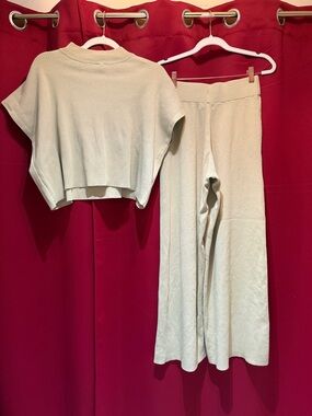 By Together Sage Ribbed Wide-Leg Pants Set